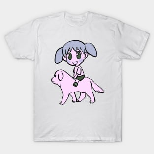 I draw chiyo chan riding her white dog tadakichi-san / azumanga daioh T-Shirt